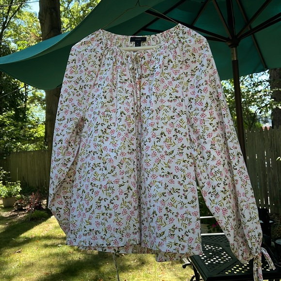 J.Crew Cotton button down blouse tie sleeves reimagined size Med - Picture 1 of 8